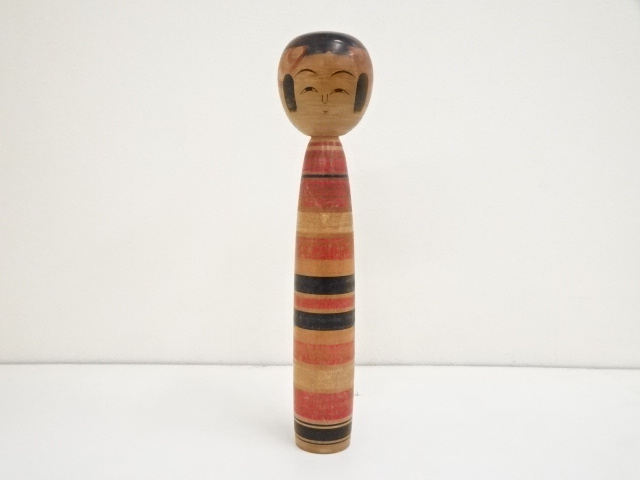 JAPANESE FOLK CRAFT / WOODEN KOKESHI DOLL / 29.9cm / SIGNED ARTISAN WORK